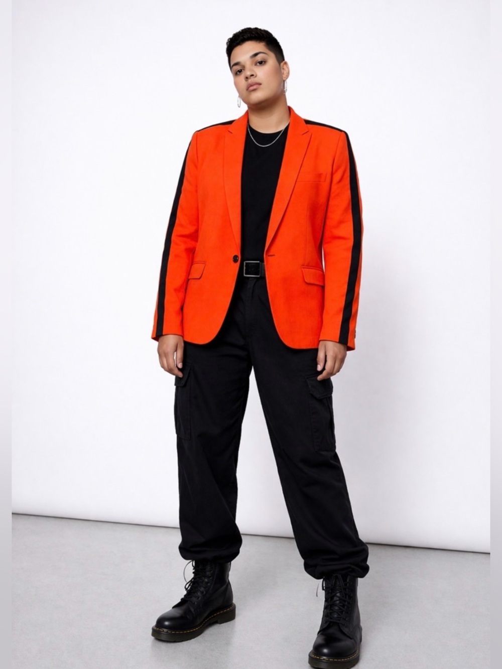 Wildfang Empower Blazer - Bold Orange/Black, Gender-Neutral, Urban Chic, NEW 1X - Picture 3 of 12
